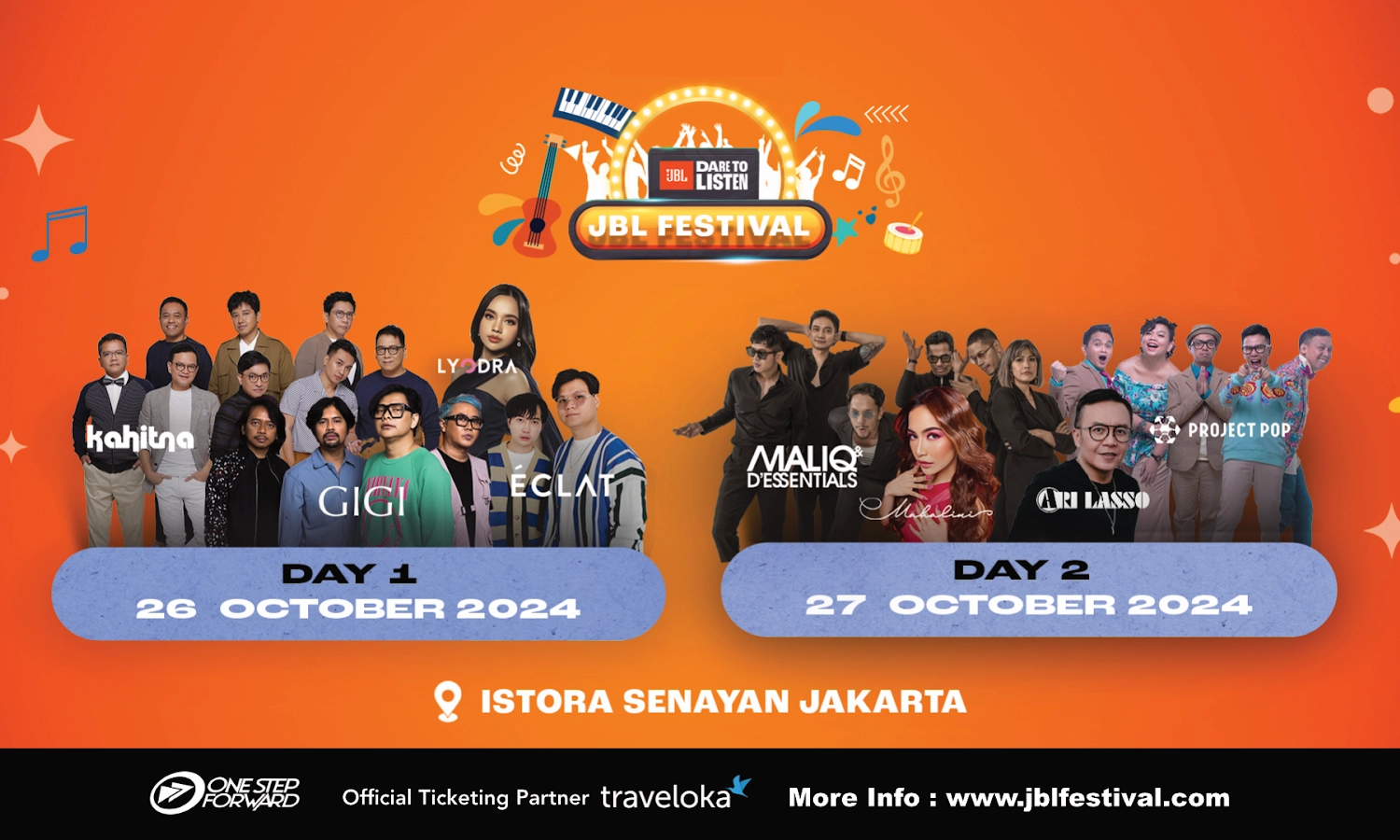 <p>Lyodra Hingga Ari Lasso Akan Ramaikan JBL Festival Dare To Listen 2024</p>