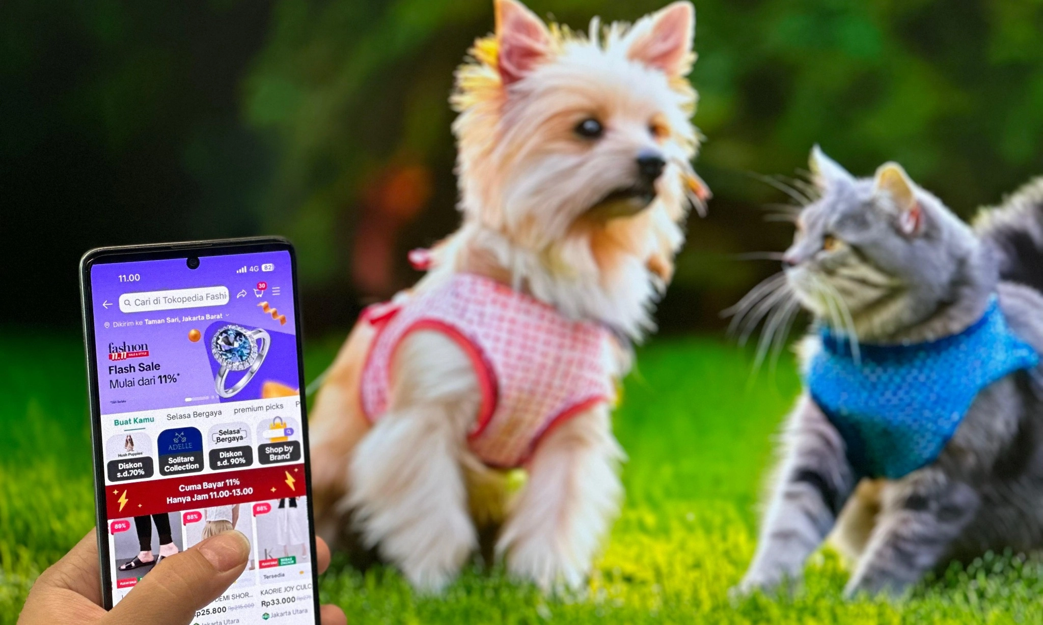 <p>Tampil Kece Dengan Outfit Kembar Anabul</p>