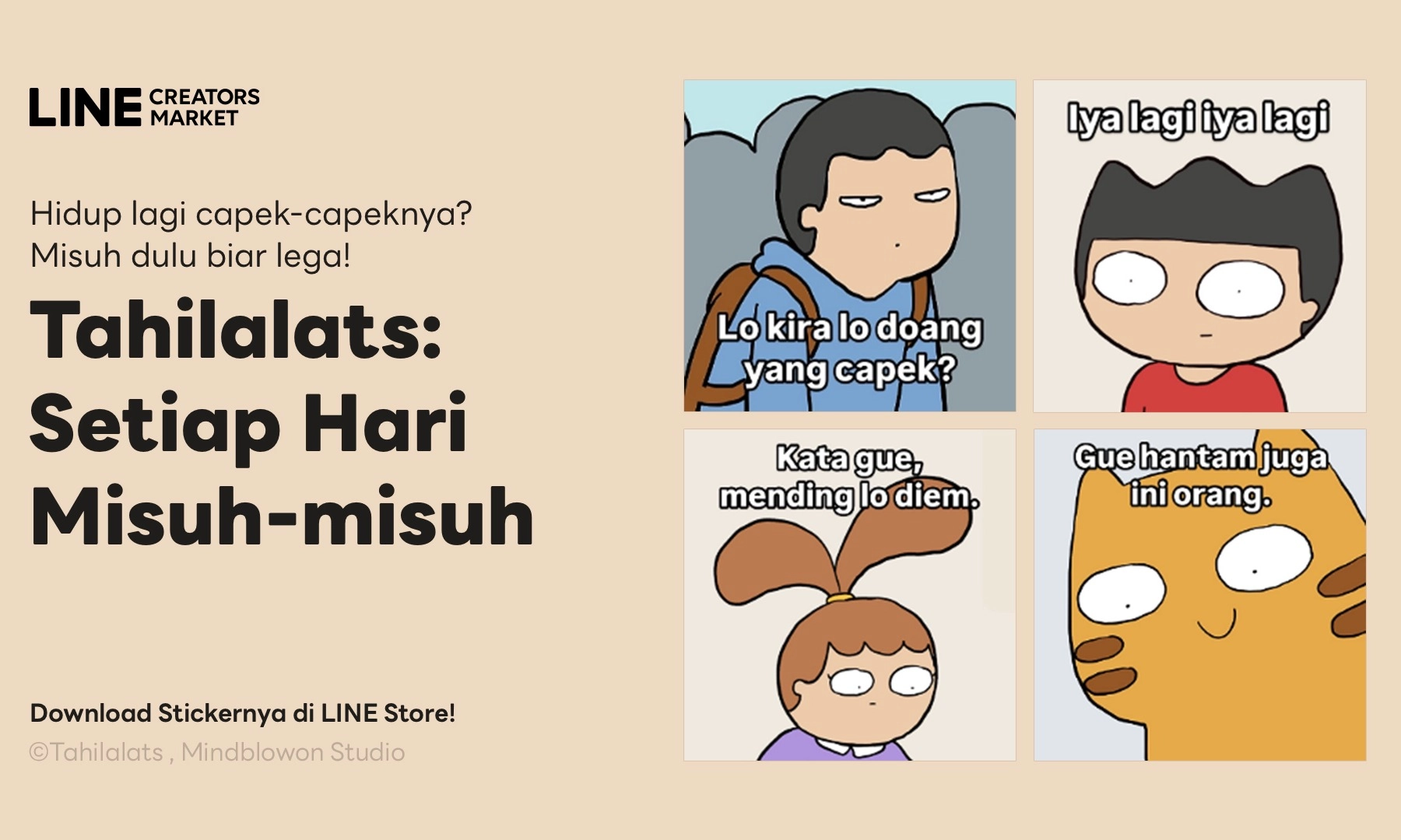 <p id="isPasted">Kolaborasi LINE dan Tahilalats Hadirkan Stiker Baru, Cocok Buat Misuh</p>