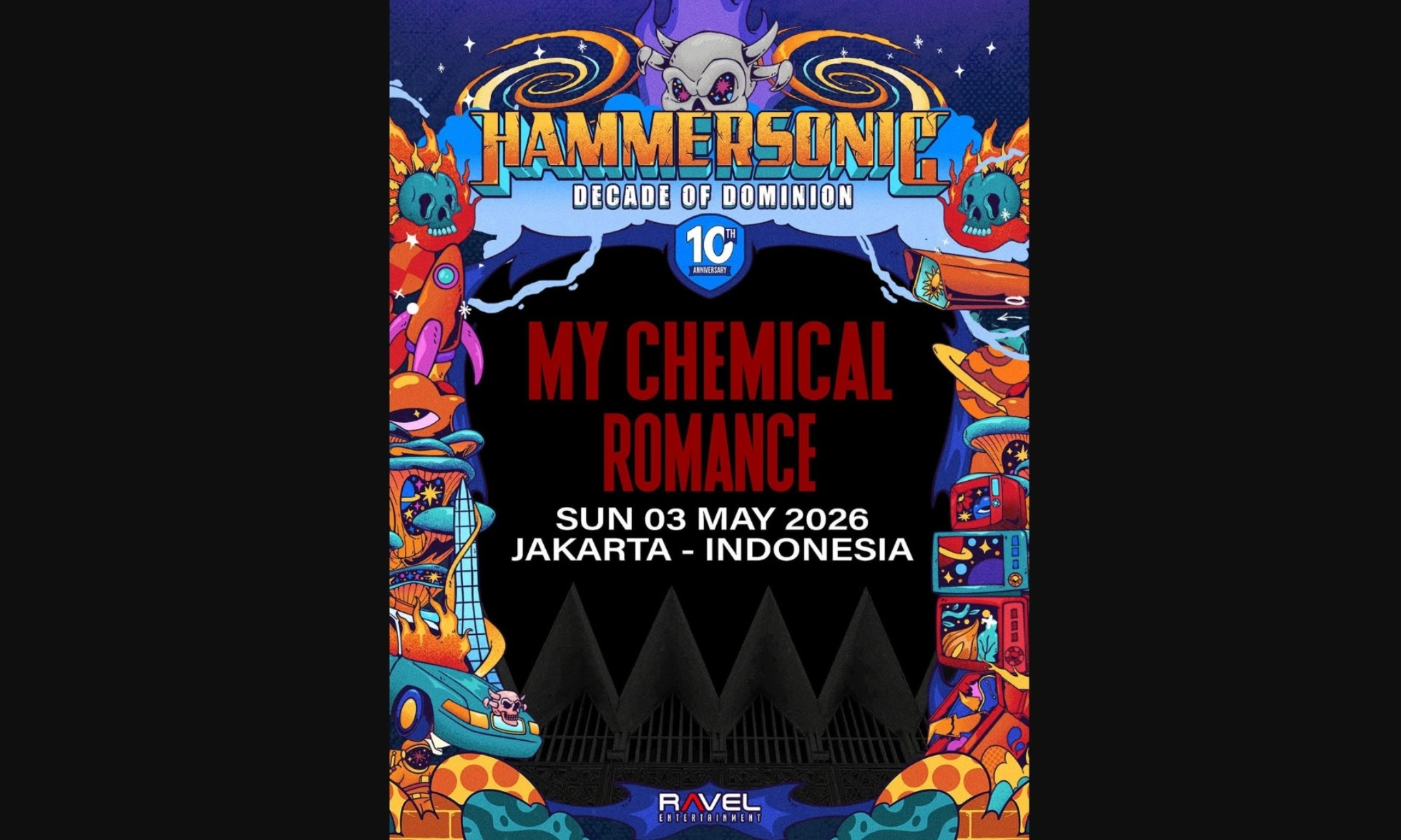 <p>My Chemical Romance Diumumkan Jadi Headliner Hammersonic 2026</p>