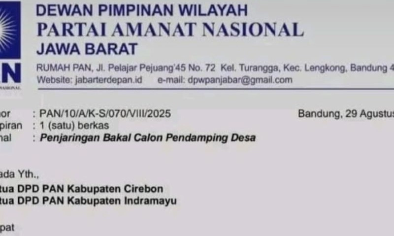 <p>PAN Jawa Barat Bantah Surat Kuota Calon Pendamping Desa</p>