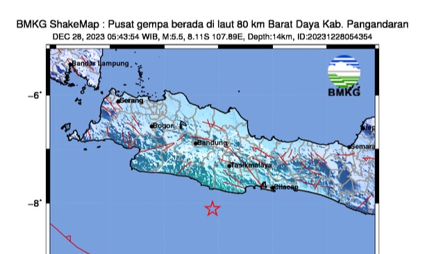 Gempa M 5,5 Landa Pangandaran