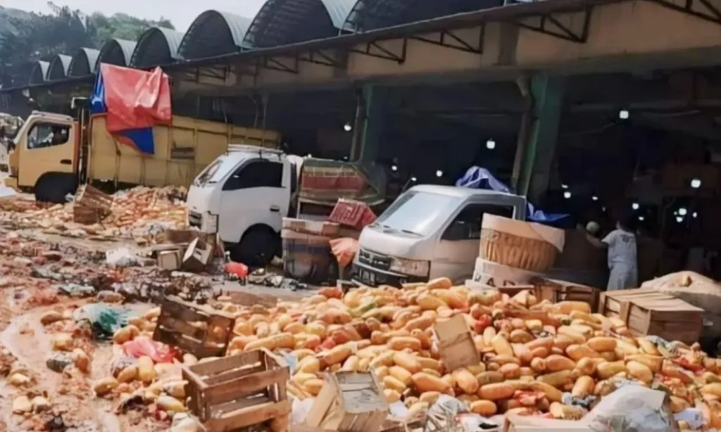 <p>Harga Anjlok, Pedagang Buang 10 Ton Pepaya Di Pasar Kramat Jati</p>