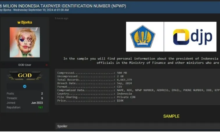 <p>Situs DJP Diduga Diretas, Banyak Data Wajib Pajak Bocor </p>