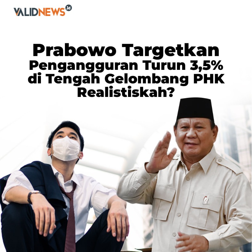Prabowo Targetkan  Pengangguran Turun 3,5%