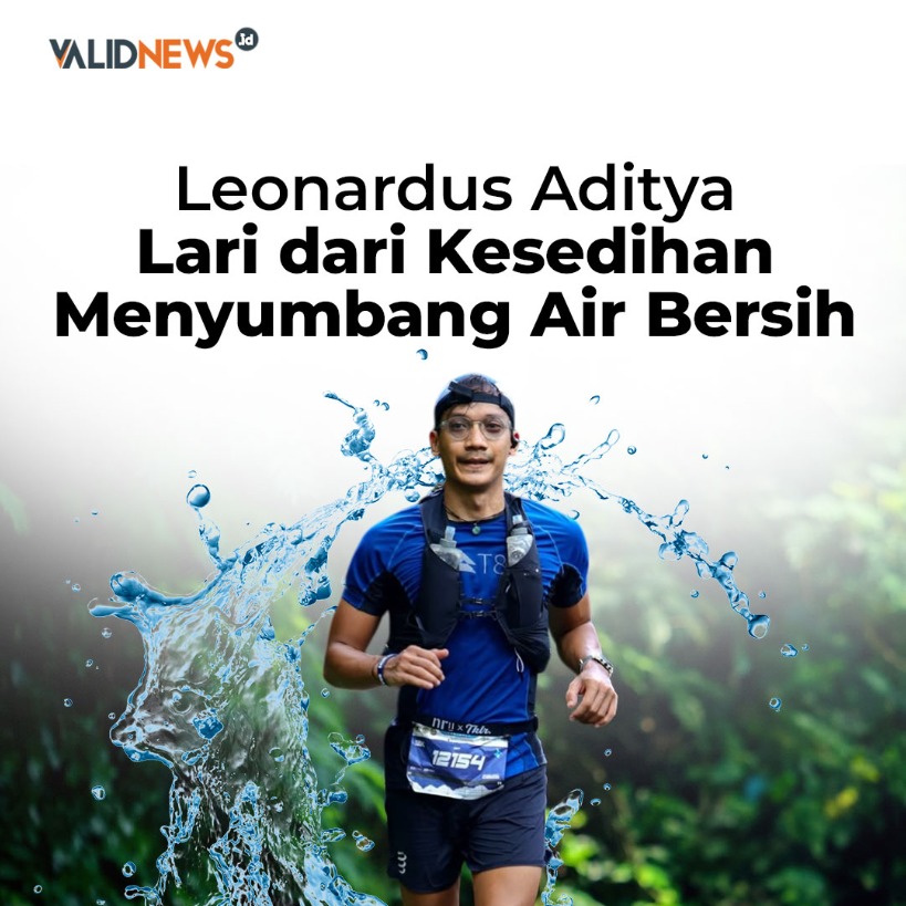 Leonardus Aditya Lari Menyumbang  Air Bersih